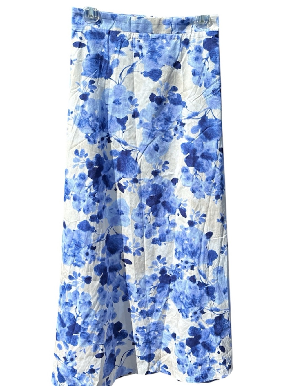 CECE NWT Blue & White Watercolor Floral Midi Skirt Retail $89